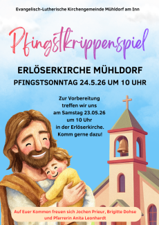 Vater mit Kind vor der Kirche